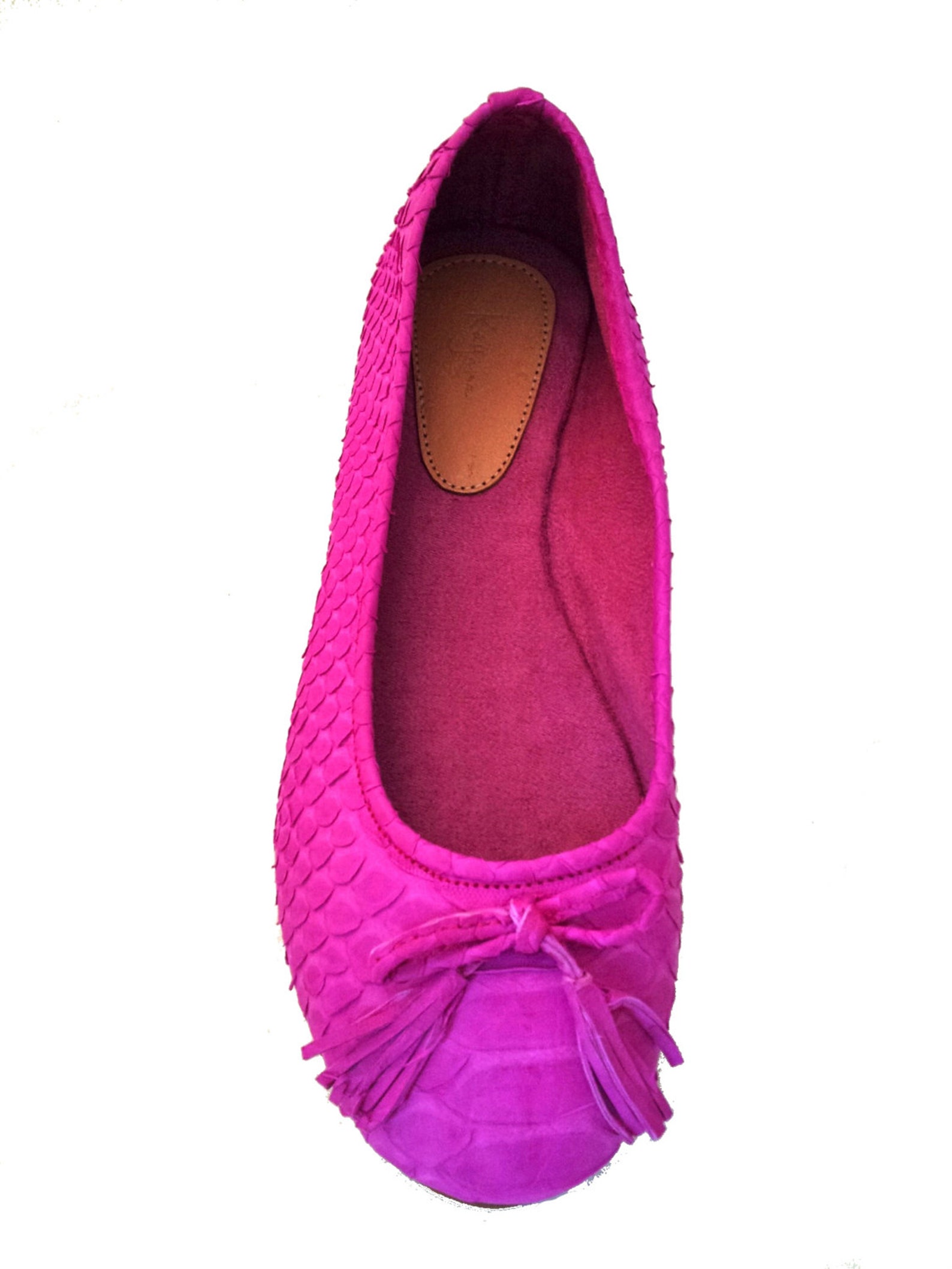 hot pink python ballet flats