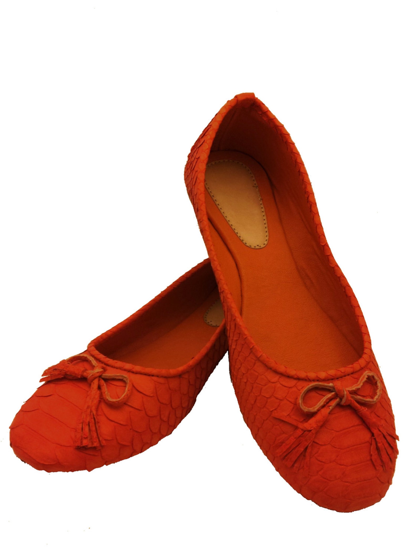 orange python ballet flats