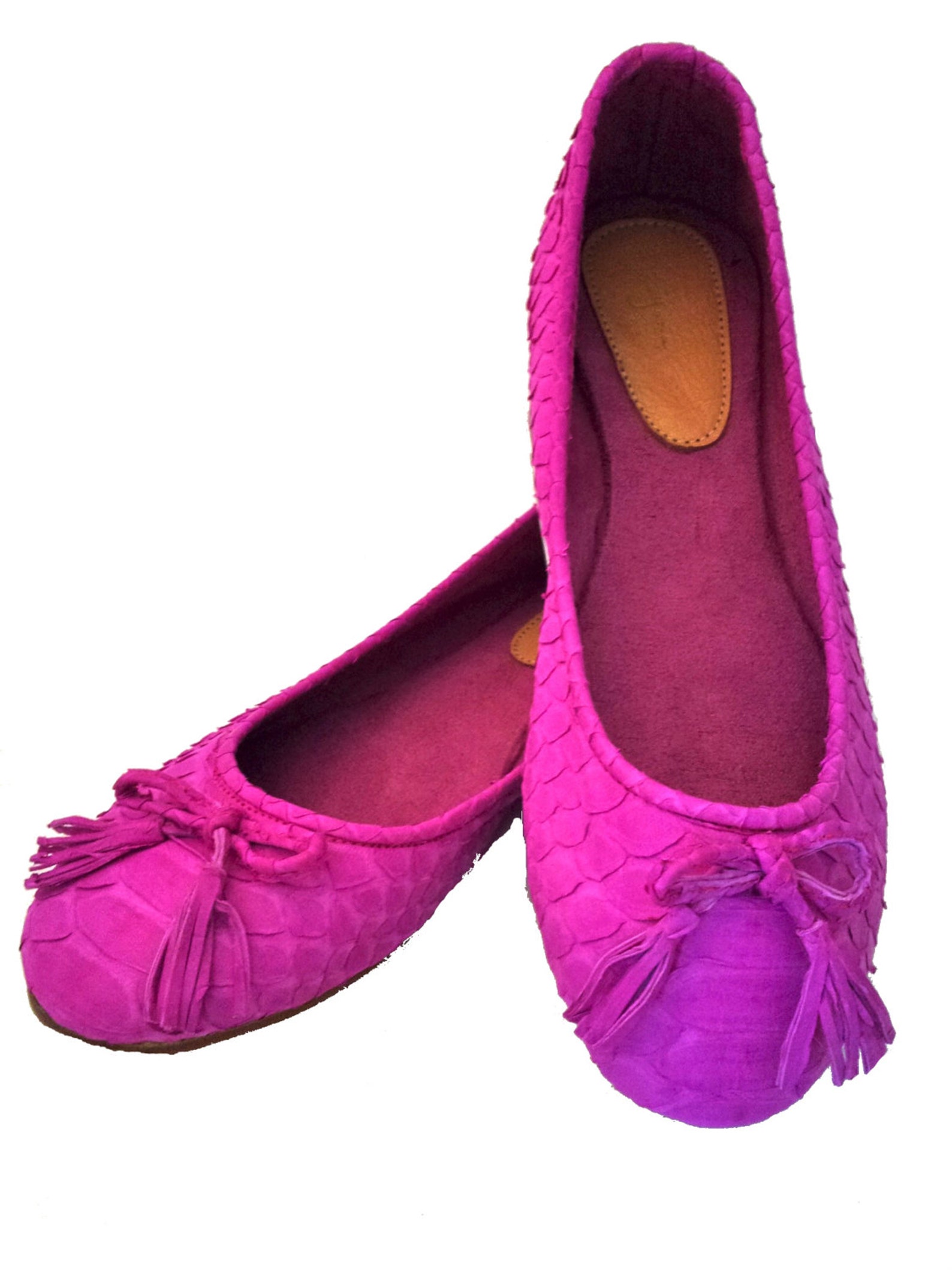 hot pink python ballet flats