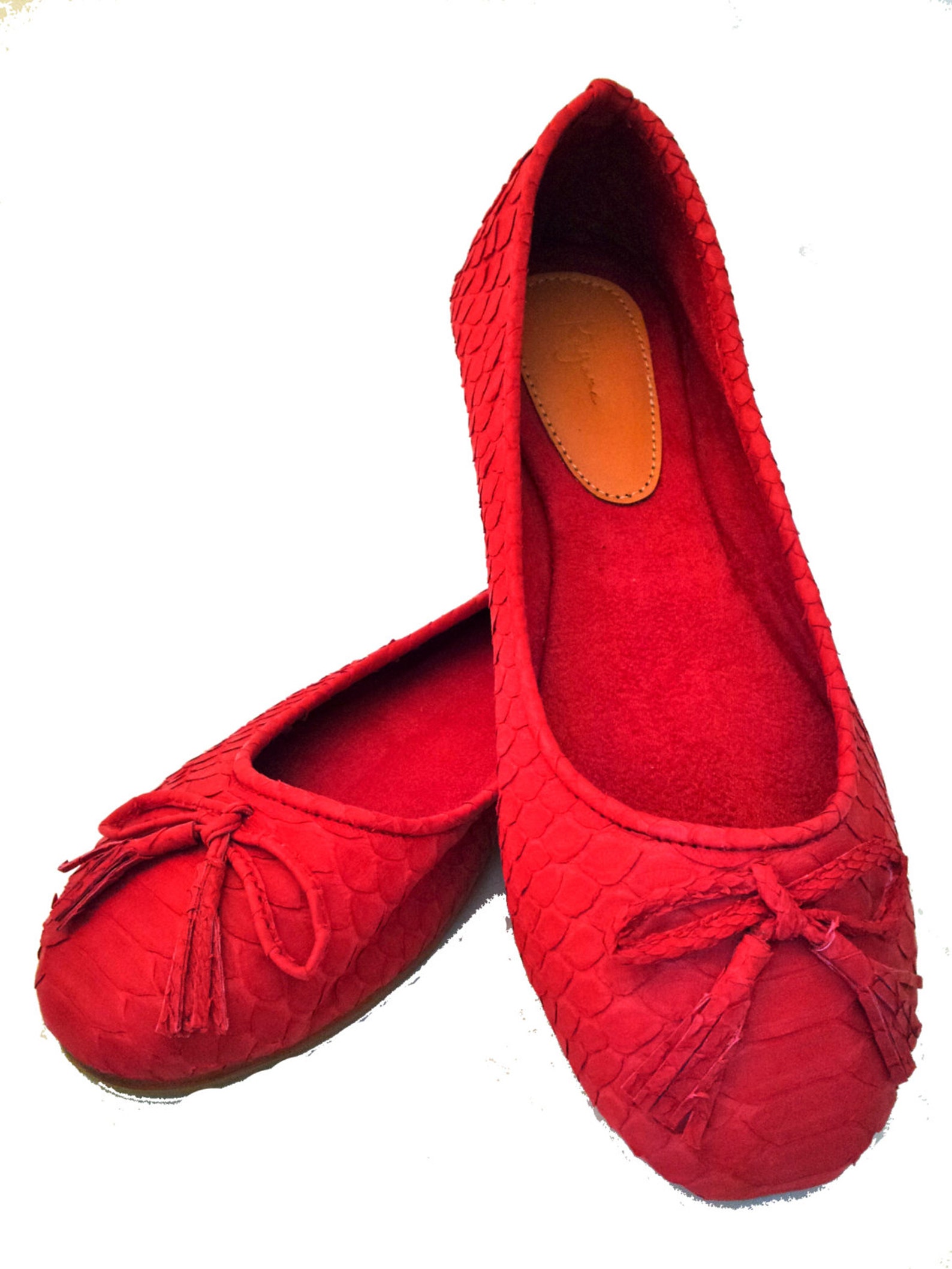 red python ballet flats