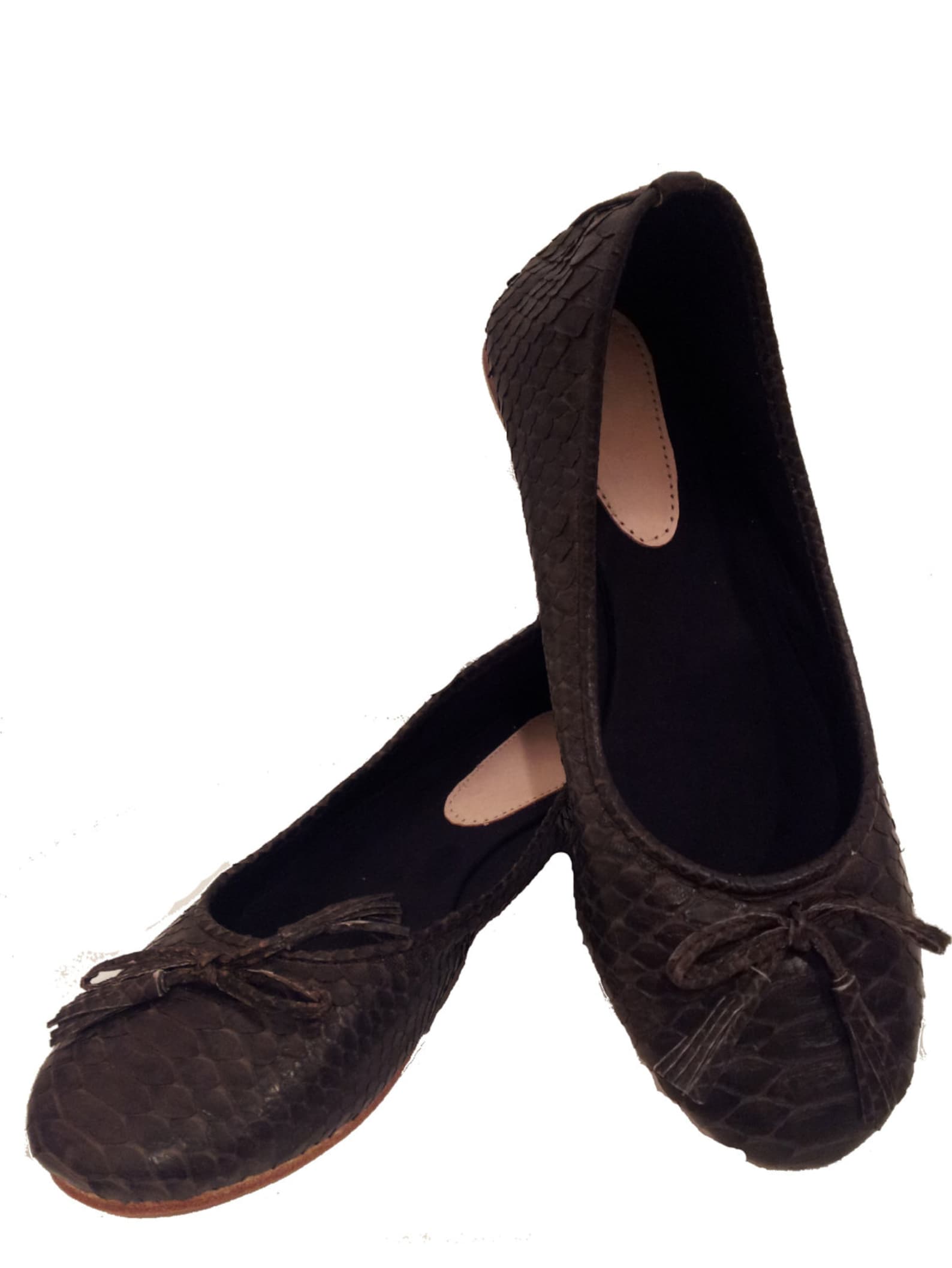 chocolate brown python ballet flats