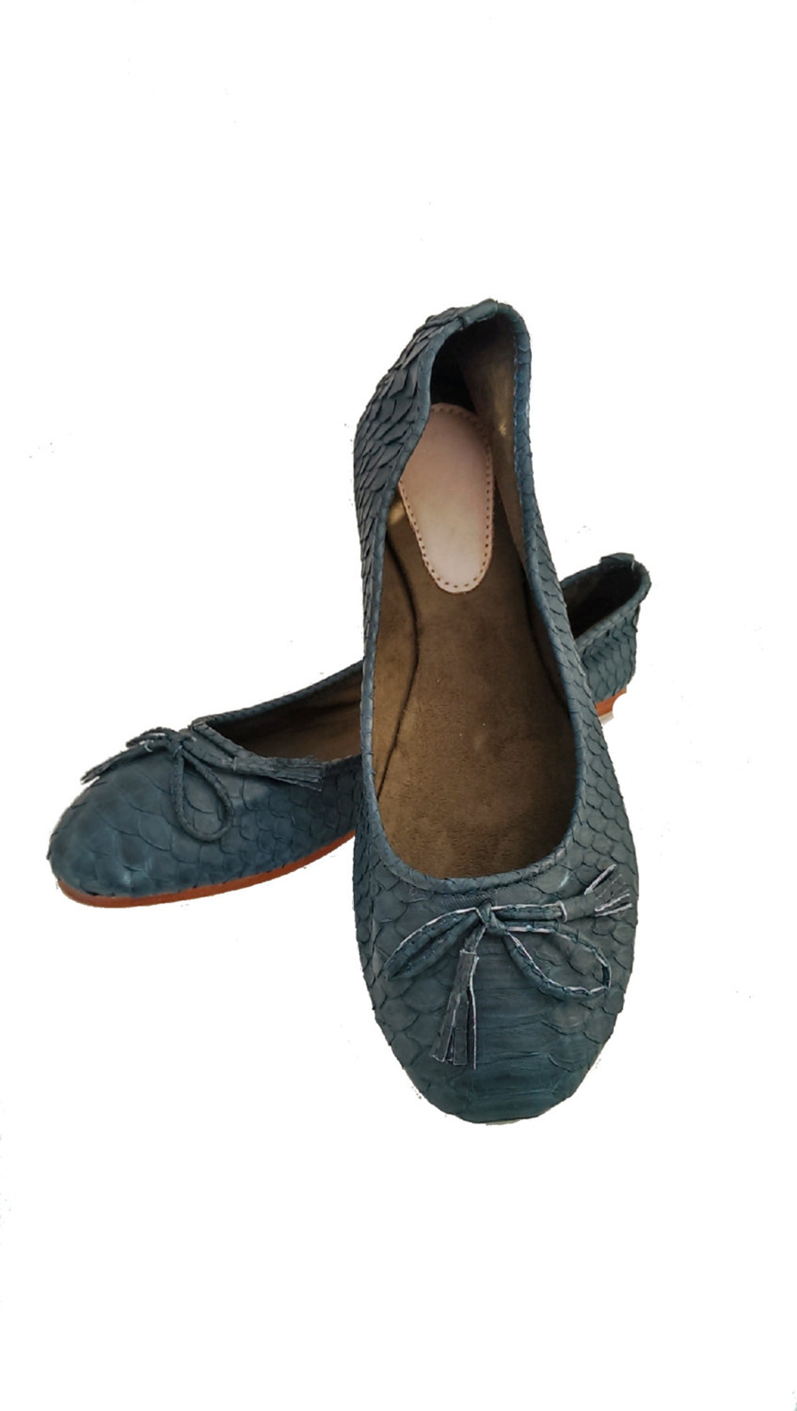 forest green python ballet flats