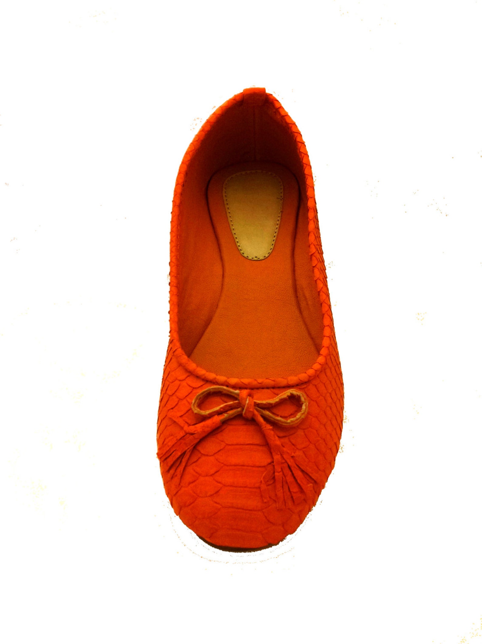 orange python ballet flats