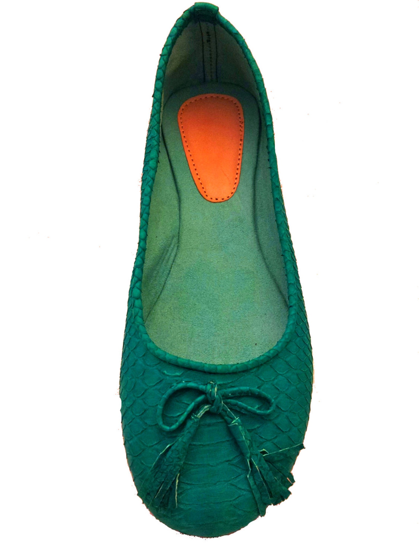 aqua green python ballet flats