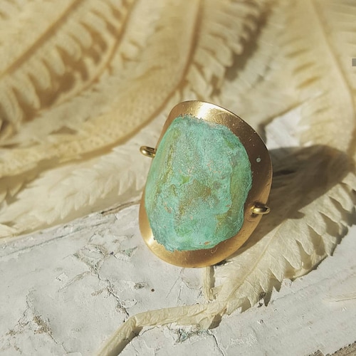 Patina Brass Ring Statement Ring Etsy