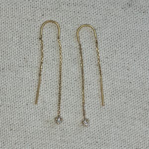 14K Yellow Gold Diamond Threader Earrings