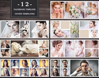 Facebook Timeline Cover Templates Set 001 for Photoshop - 12 Templates with Normal & Rounded Corners