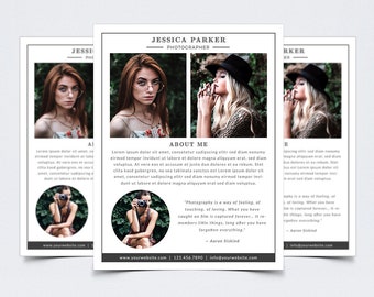 About Me Page Template for Photoshop 001 - 8.5" x 11" - Photographer Template - Photography Template - Multipurpose Template