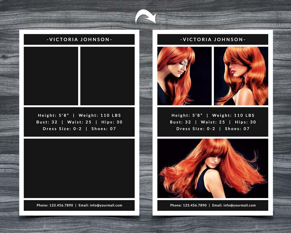 Model Comp Card Template for Photoshop 002 - 5.5