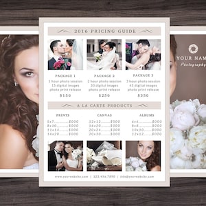 Photography Pricing Guide Template for Photoshop 001 - 8.5&quot; x 11&quot; Price Sheet - Photographer Template - Photography Template