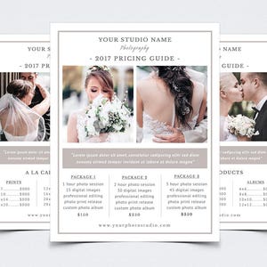 Photography Pricing Guide Template for Photoshop 010 - 8.5&quot; x 11&quot; Price Sheet - Photographer Template - Photography Template