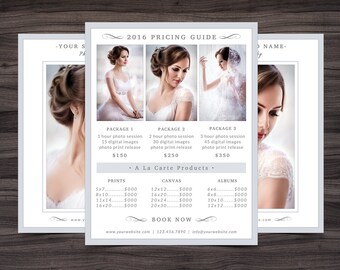 Photography Pricing Guide Template for Photoshop 002 - 8.5" x 11" Price Sheet - Photographer Template - Photography Template