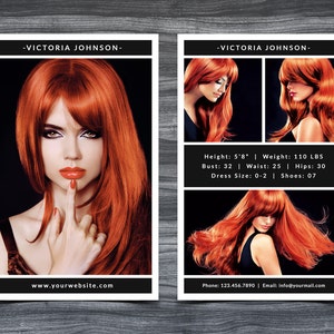 Model Comp Card Template for Photoshop 002 - 5.5&quot; x 8.5&quot; - Modeling Comp Card - Composite Card - Zed Card - Sed Card - Z Card - Photography