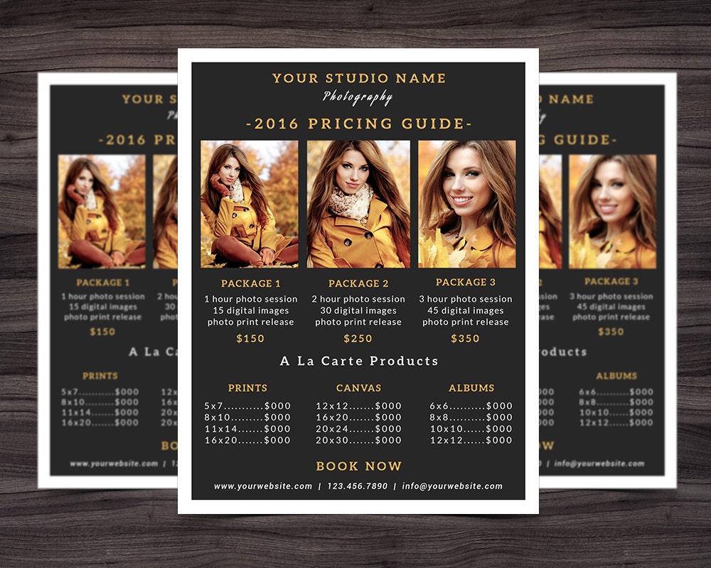 Photography Pricing Guide Template for Photoshop 003 | Etsy