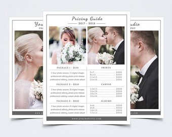 Photography Pricing Guide Template for Photoshop 011 - 8.5" x 11" Price Sheet - Photographer Template - Photography Template