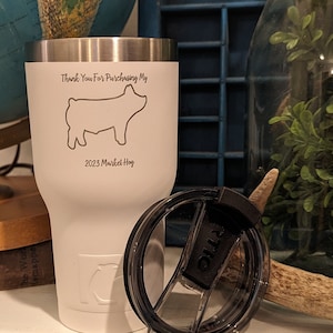 Show Pig Award | Trophy | Buyer Thank You Gift | Custom Stainless Tumbler RTIC | 20oz Custom Laser Engraved Your Logo | Livestock