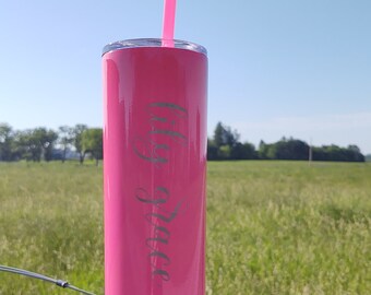 Free Shipping***Skinny 20 oz Stainless Steel Tumbler | Personalized Cup | Custom Etched | Bridal Party Personalized Gift | Bridesmaid Cup