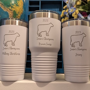 Dairy Cow 4H Thank You Gift | Custom Stainless Tumbler Polar Camel | Laser Engraved Your Logo | Livestock | County Fair Trophy | Awards