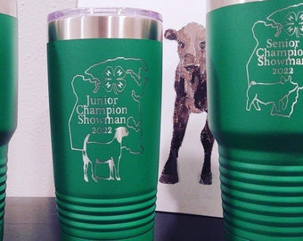 10 x 4H Club Thank you Gift | Your Design Custom Stainless Tumbler | Laser Engraved | Advisor | Livestock Show Trophy | Buyer Thank You