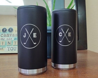 12 oz Steel Skinny Can Cooler Your Logo | Engraved Can Cooler | Customized | Bridal Part Gift | Golf Gift | Seltzer Can Cooler | Guy Gifts