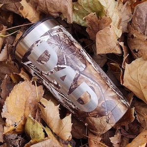 Camo Stainless Steel Tumbler 20 Oz | Camouflage Custom Laser Etched Stainless Steel Cup | Personalized Tumbler | Hunter Gift | Dad Present