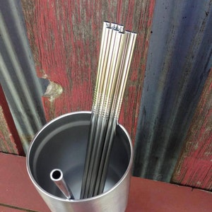 Stainless Steel Straw Set of 2 6mm Stainless Steel Straws 9.5&quot; / 11&quot; 6mm | Long Straws | Reusable | Essential Oil Straw | Eco Reusable Straw