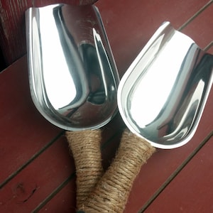 Set of 4- Rustic Candy Scoop Large Stainless Steel Food Buffet Server Weddings | Engagement Parties | Shabby Chic Rustic Vintage Barn