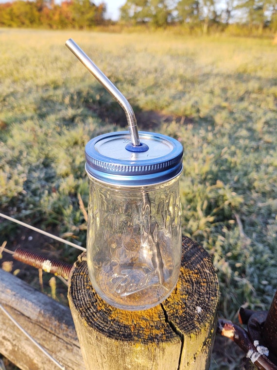 24 Oz Mason Drinking Jar & Stainless Steel Straw to Go 24 Oz Wide Mouth  Mason Drinking Glass Ball Jar Stainless Steel Straw 