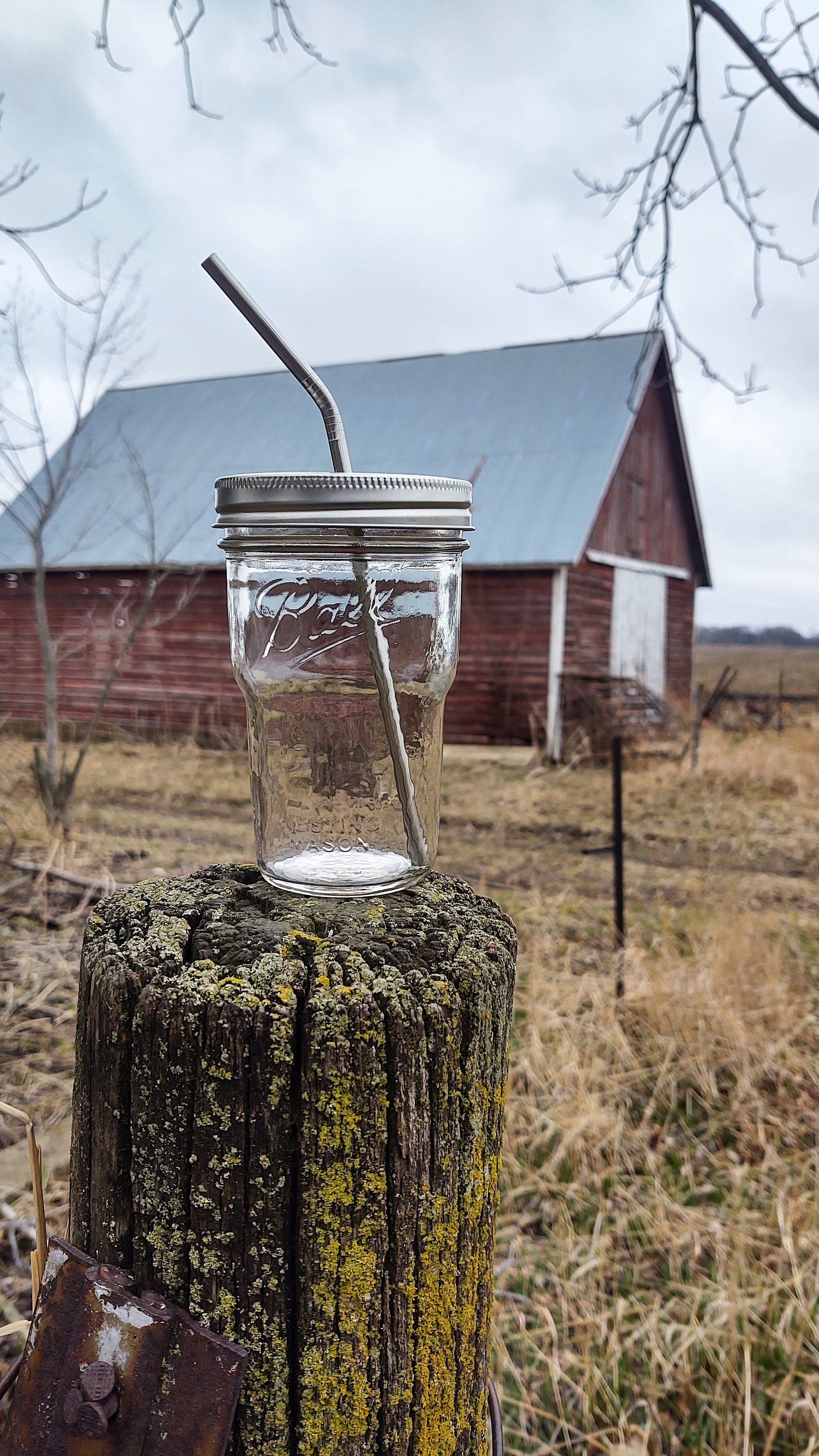 Nesting Mason Jar Tumbler | 16oz Pint Mason Drinking Jar & Stainless Steel Straw | To Go 16 oz  Mason Drinking Glass | Stainless Steel Straw