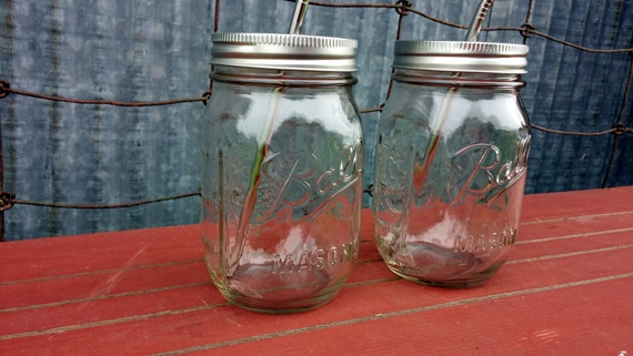 Pint Set of 4 Mason Jar Tumbler | 16 Oz Pint Mason Drinking Jar & Stainless  Steel Straws | to Go Mason Drinking Glass | Eco Drinkware Glass - Etsy