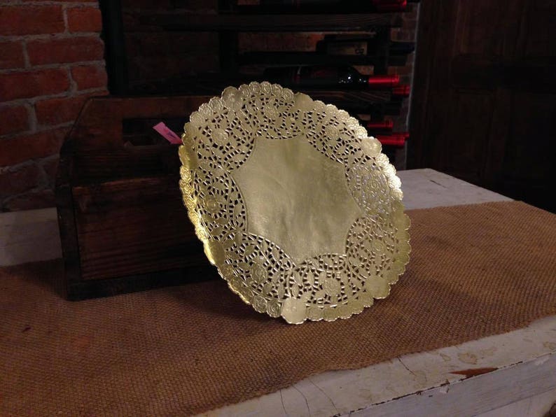 45 Gold Doily 12 Inch Gold Lace Foil Doilies Fancy Etsy