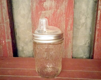 Mason Jar Sippy Cup | Nuby Sippy Kids Eco Mason Jar | Children&#39;s Drinking Lid and Jar | Eco Mason Jar Lid | Kids Canning Jar Lid Accesory