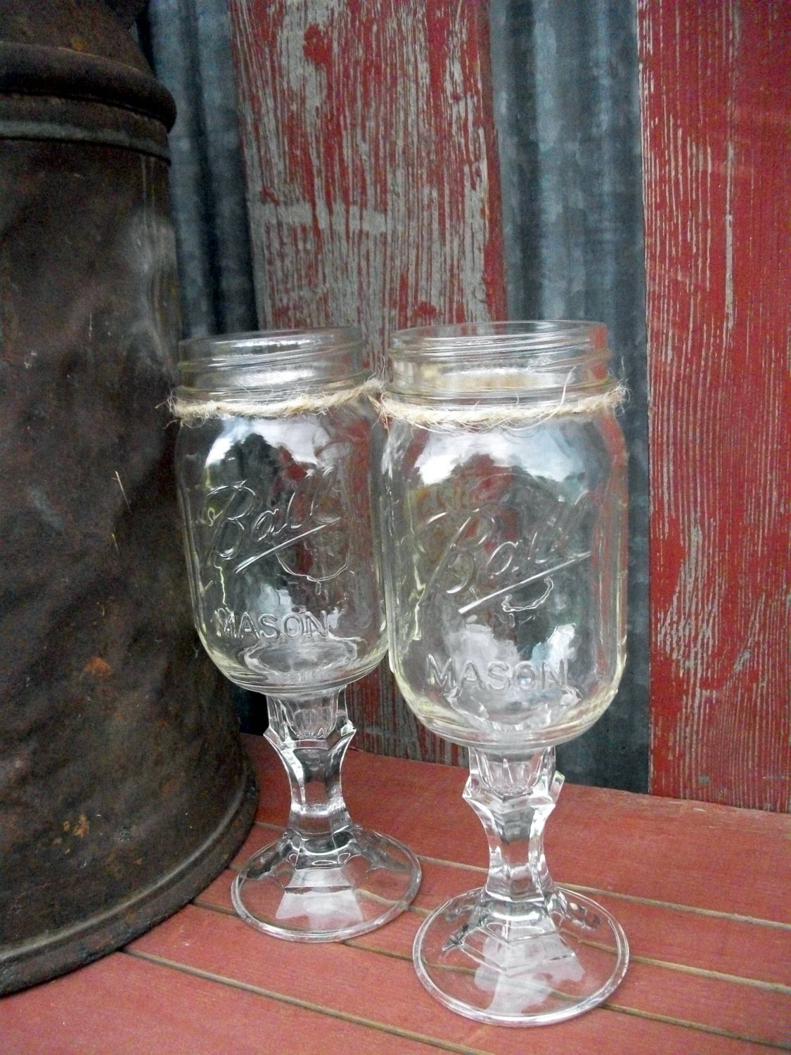 Country Wedding Redneck Wine Glasses - 2 Engraved - 16 OZ