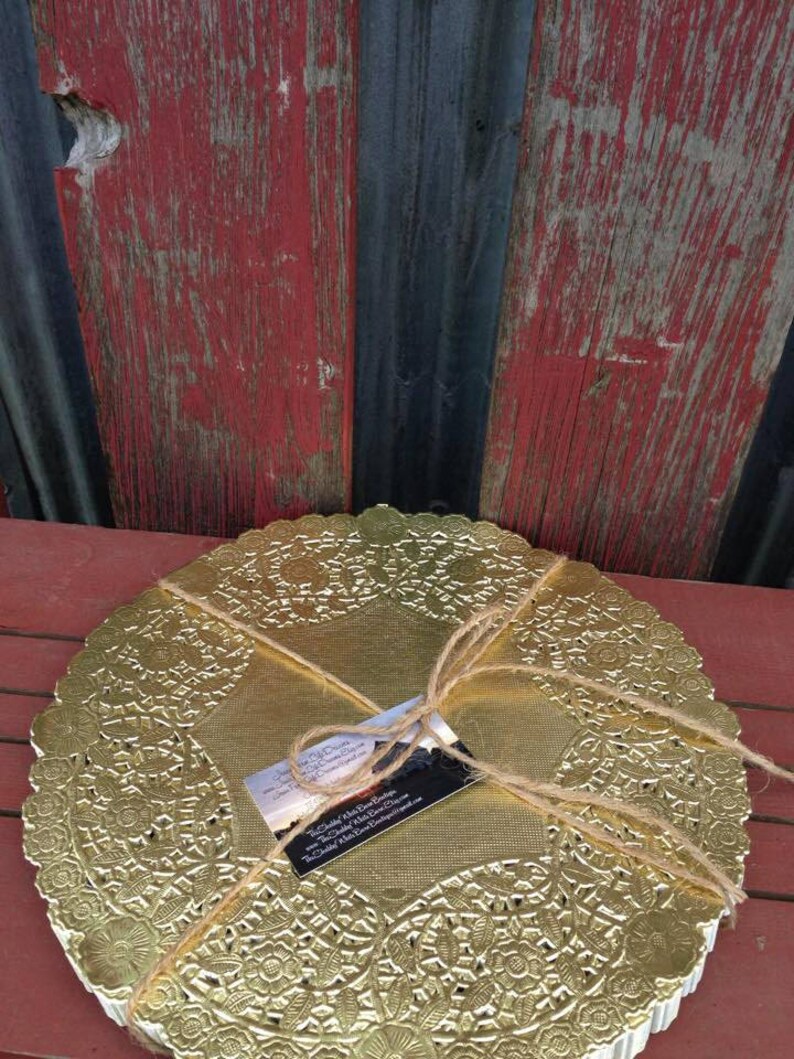 Gold Doily 12 Inch Gold Lace Foil Doilies Fancy Etsy