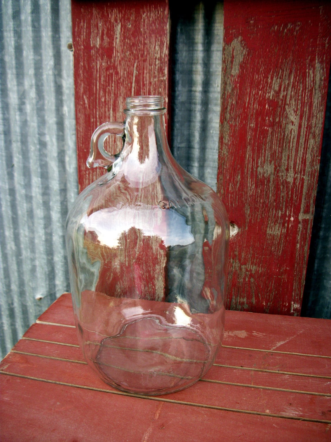 Vintage 5 gallon glass jug jar carboy coins collectibles farmhouse