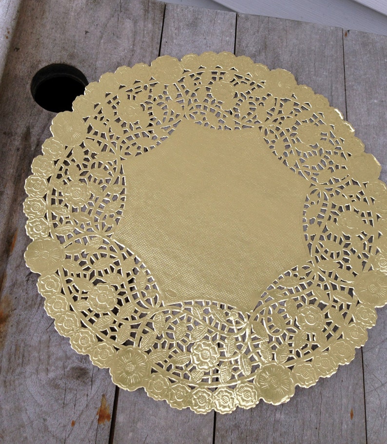 Gold Doily 12 Inch Gold Lace Foil Doilies 300370 Etsy