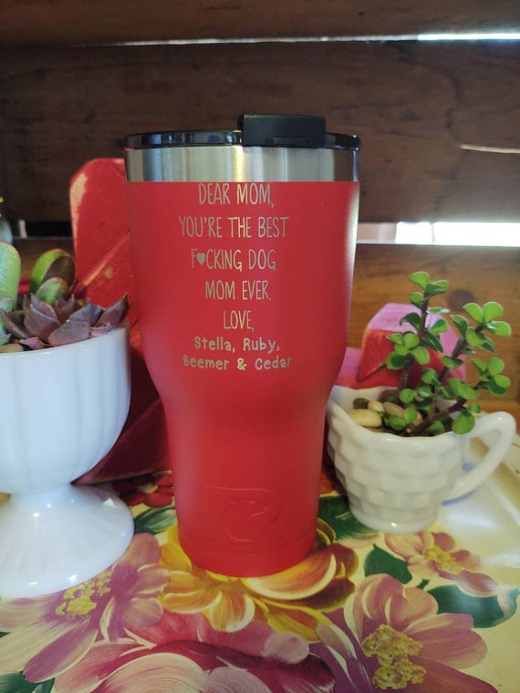 Personalized Stainless Steel Cup Laser Engraved RTIC 30 oz Tumbler Flip Top Lid Kitchen, Dining