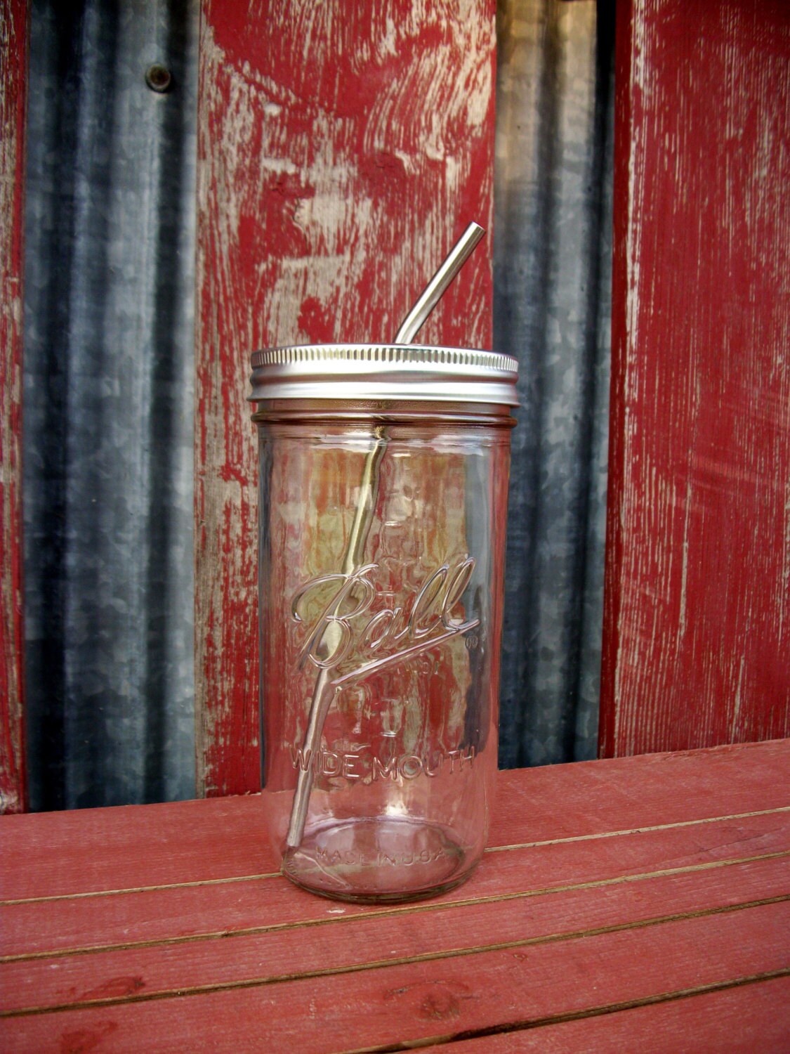 24 Oz Mason Drinking Jar & Stainless Steel Straw to Go 24 Oz Etsy