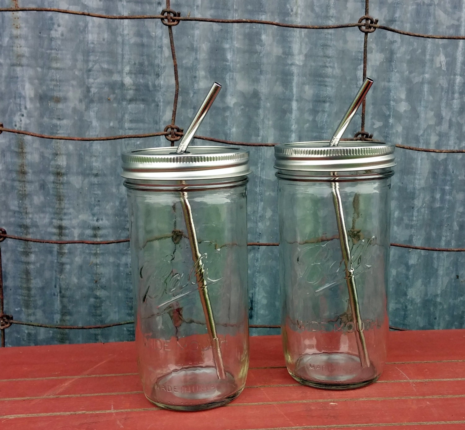 24 oz. Mason Jar Drinkware set of 6 with Burlap Sleeves & 12