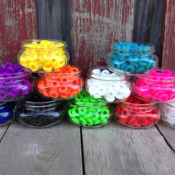 25 Colored Grommets For DIY Mason Jar Straw Lids Bulk | Reusable Straw DIY Mason Jar Cups Tumbler | Food Grade Silicone Grommet | Christmas