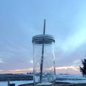 Słoik do picia Mason 24 oz i słomka ze stali nierdzewnej | Szklanka do picia Mason 24 oz z szerokim otworem | Słoik Ball Jar | Słomka ze stali nierdzewnej