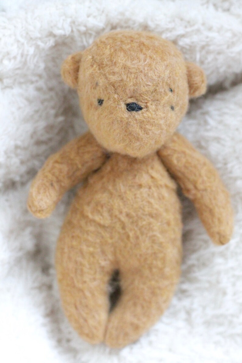 Bear Toy Pocket Sized Felt Teddy Bear Tati Fuzzy Bear Cub | Etsy