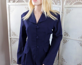 Completo color prugna anni '90: blazer vintage e gonna a tubino, taglia S