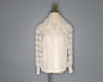 1960s/ 1970s Ivory Lace Sleeve Blouse The Pilot Blouse