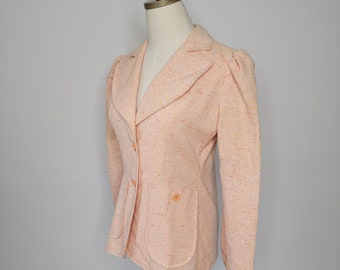 1970s Pastel Orange Suit Jacket 10/7 Seventies Sherbet Orange