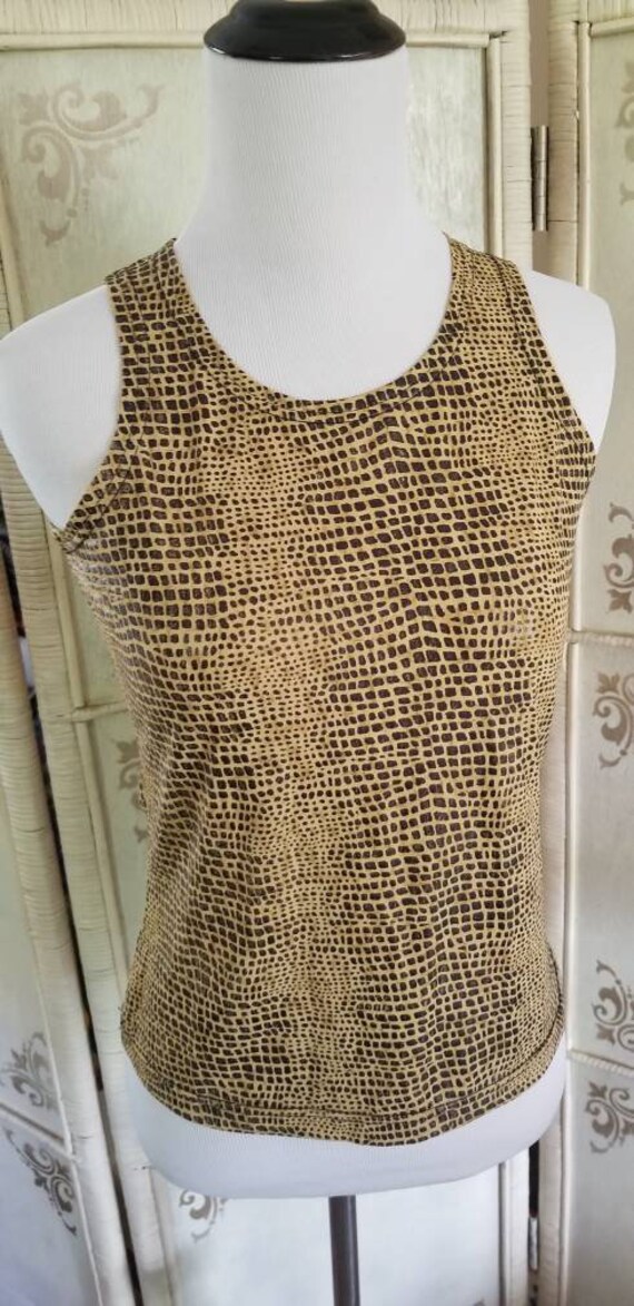 90s Tan Alligator Print Tank Styleworks by Newpor… - image 9