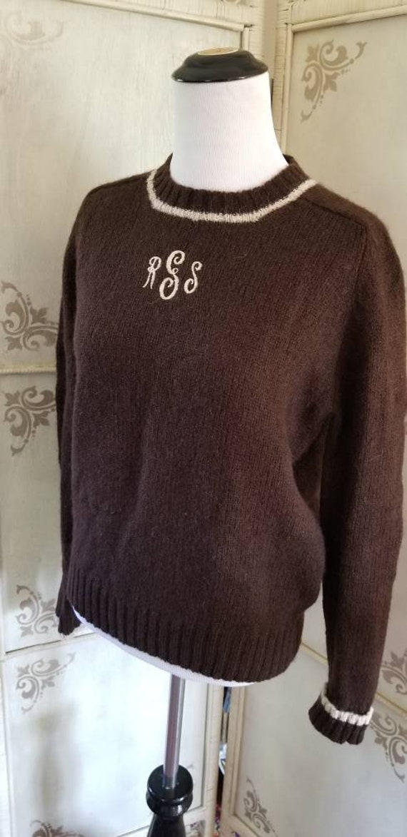 1960s Shetand Wool Sweater Robert Scott LTD Brown… - image 3