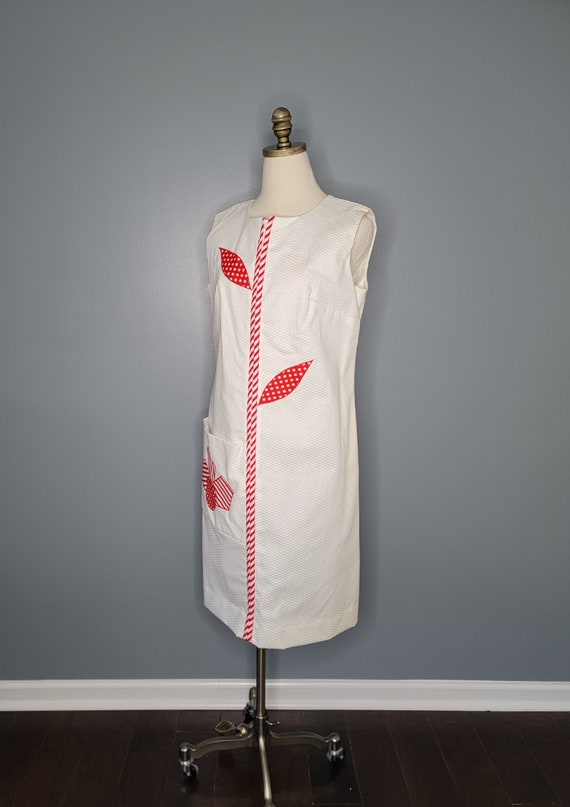 1960s Red and White Sheath Dress Step-N-Go - image 2