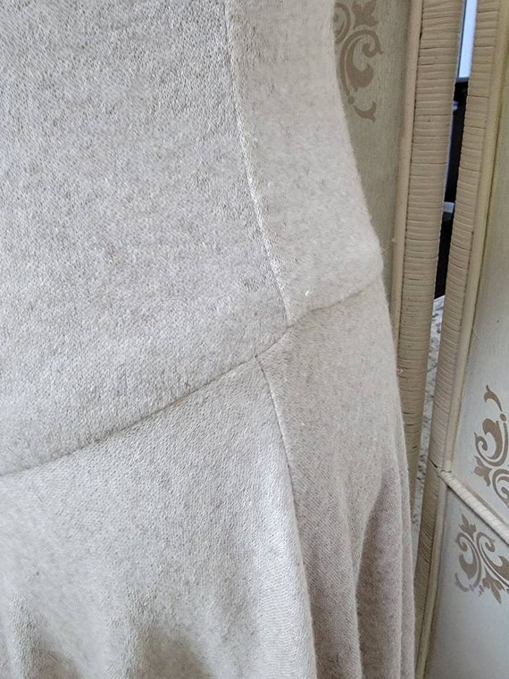 1980s  Cowl Neck Sweater Dress Handmade Beige Dre… - image 10