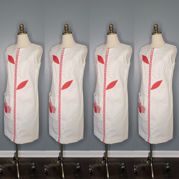 1960s Red and White Sheath Dress Step-N-Go - image 1